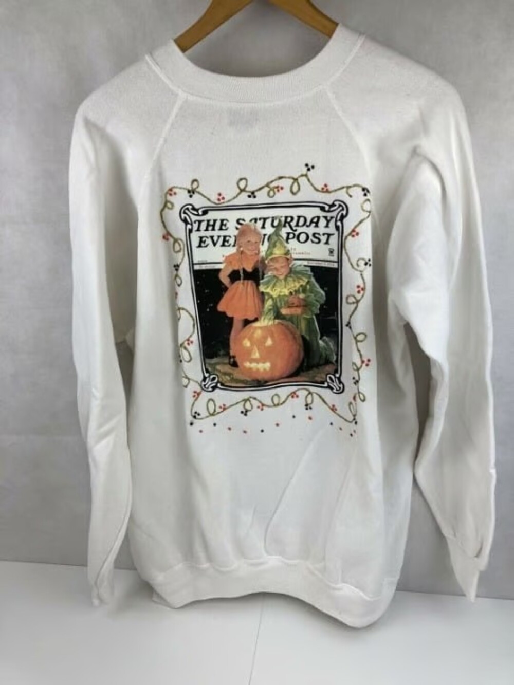 VTG Halloween Crewneck Sweatshirt Hanes Women XXL Saturday Evening Post Kids JOL